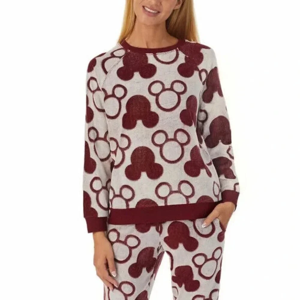 Disney Women's Mickey Mouse 2 Piece Fleece Pajama Loungewear Set  Size XXL Red - Picture 4 of 16
